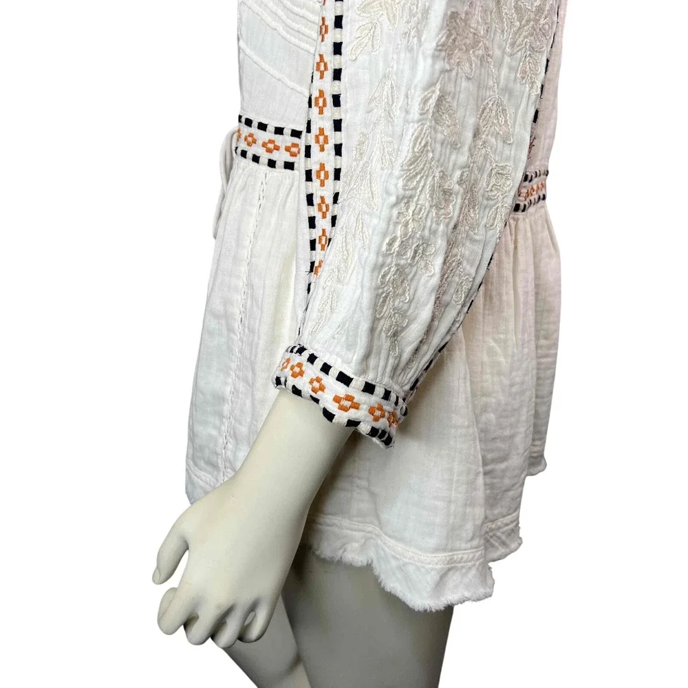 Sundance Marshmallow Embroidered Tassel Tie Open Front Bohemian Jacket‎ Womens L - Picture 3 of 12